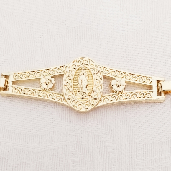 Guadalupe Small Wrist Women's Bracelet.14K Gold Plated.New - Picture 4 of 5